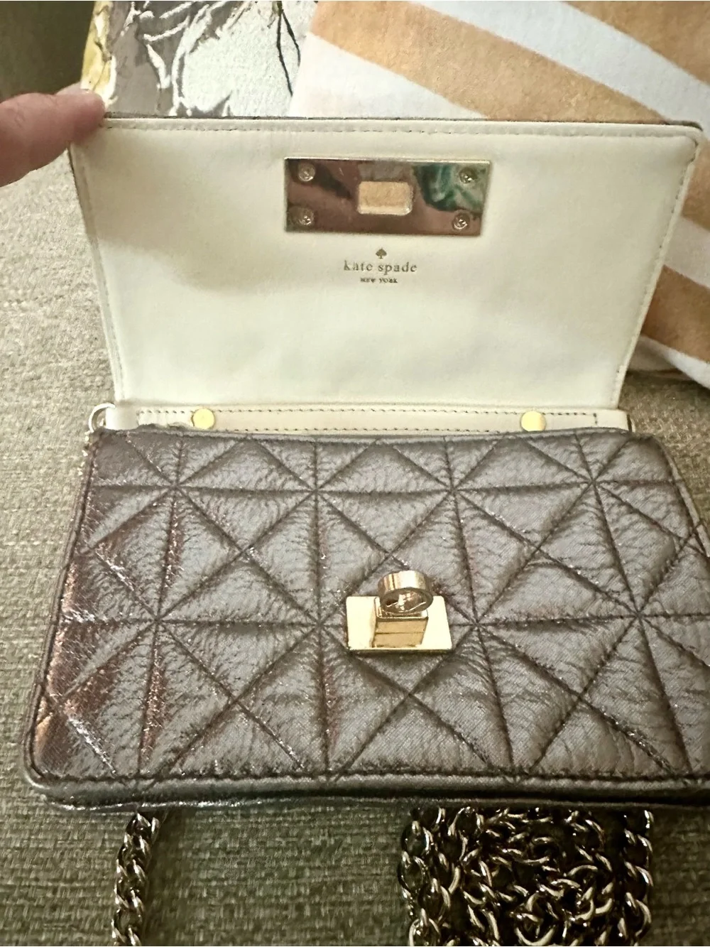 Kate Spade Metallic Quilted Leather Sedgewick Place Fairlee Crossbody BIW